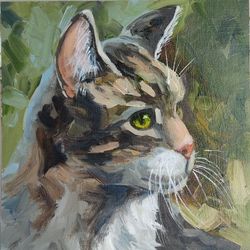 Cat painting cat artwork original oil art pet portrate