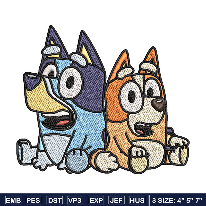 Bluey and Bingo Embroidery, Bluey Embroidery, Embroidery File, cartoon design, cartoon shirt, Digital download..jpg