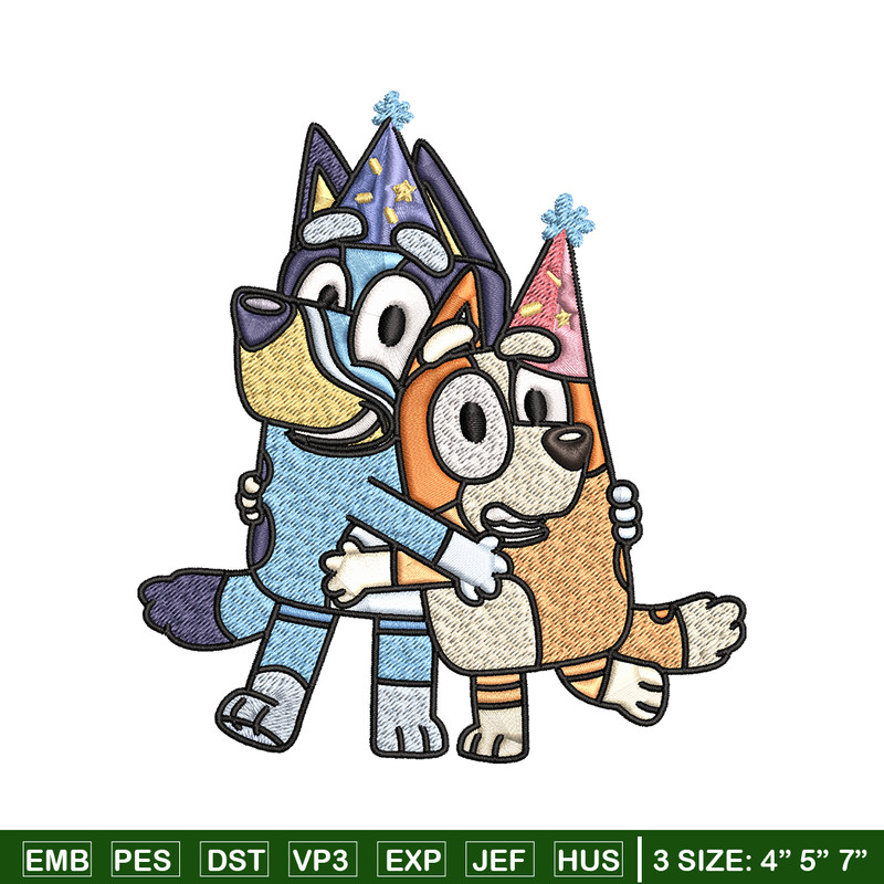 Bluey And Bingo Happy birthday Embroidery, Cartoon Embroidery, Disney Embroidery, Embroidery File, digital download..jpg