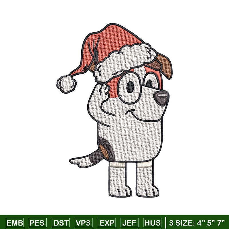 Bluey chrismas hat Embroidery Design, Bluey Embroidery, Embroidery File, Brand Embroidery, Logo shirt, Digital download.jpg
