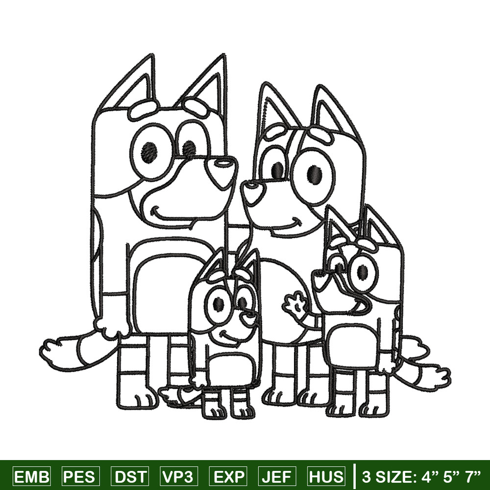 Bluey family Coloring Pages Embroidery, Bluey cartoon Embroidery, Embroidery File, cartoon design, Digital download..jpg