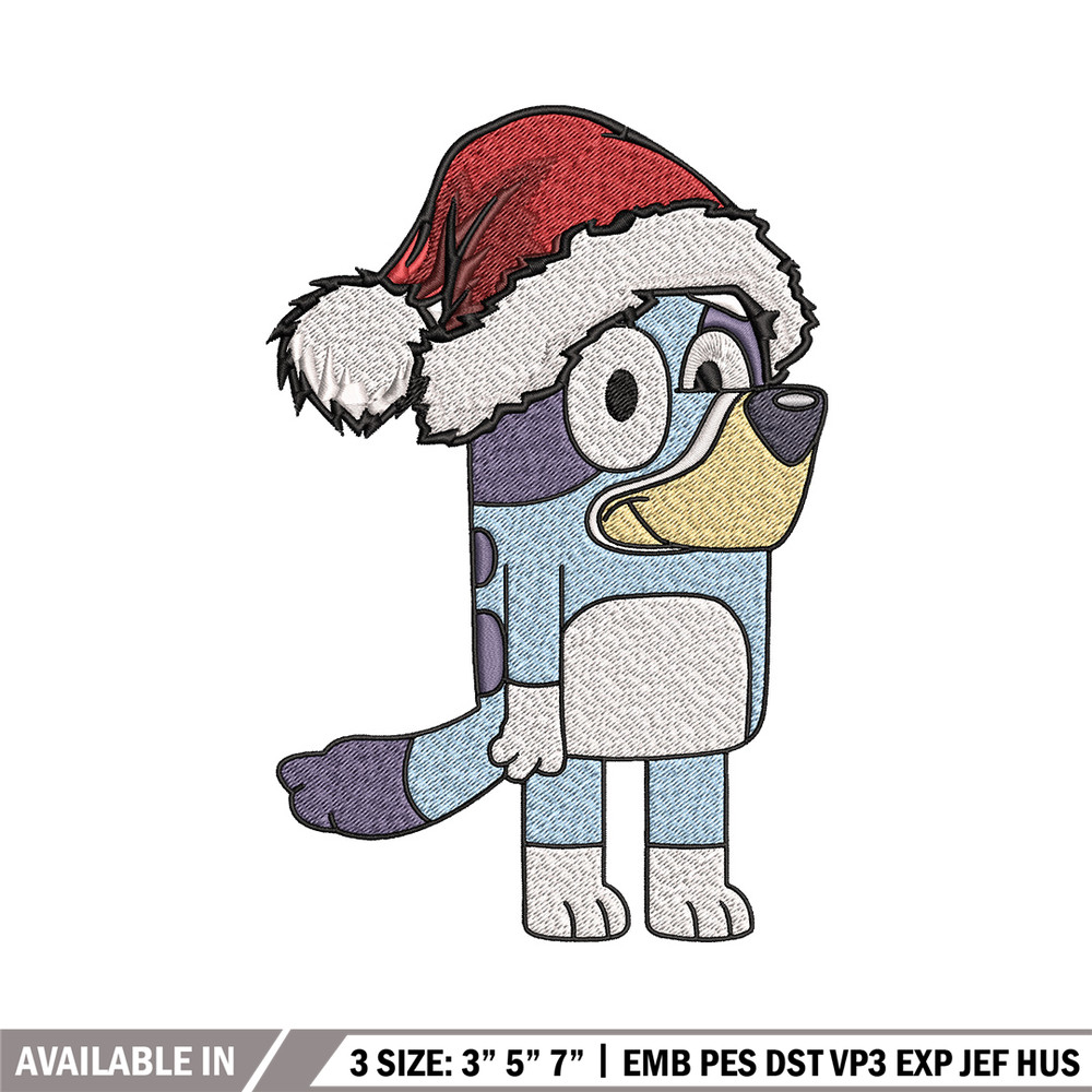 Bandit chrismas hat Embroidery Design, Bluey Embroidery, Embroidery File, Brand Embroidery, Logo shirt, Digital download.jpg