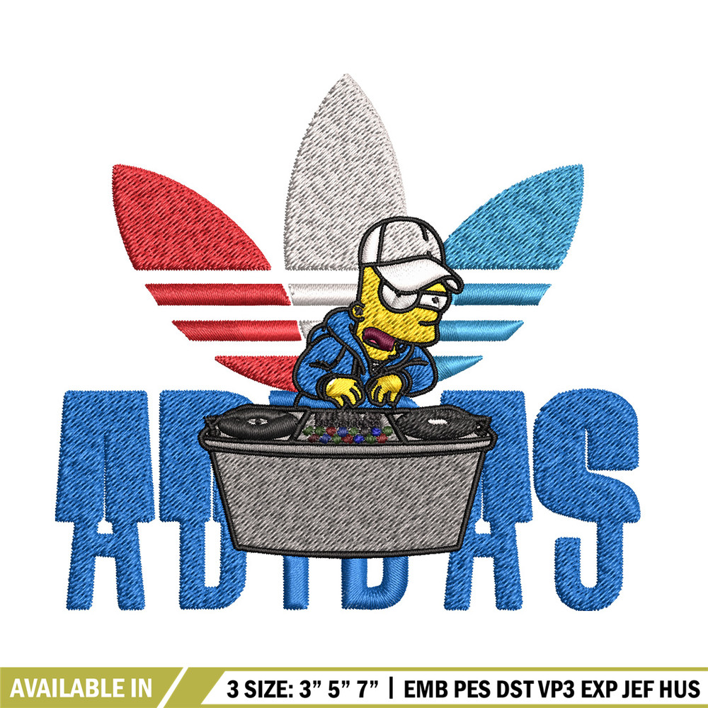 Bart dj adidas Embroidery Design, Adidas Embroidery, Brand Embroidery, Embroidery File, Logo shirt, Digital download.jpg