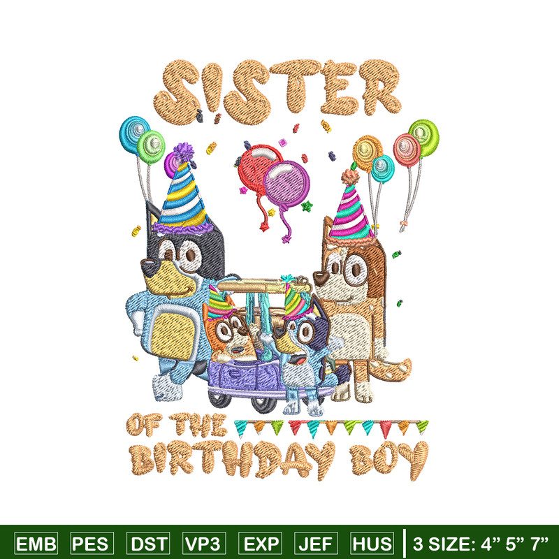 Bluey family Embroidery, Sister of the birthday girl Embroidery, cartoon design, Embroidery File, Digital download..jpg