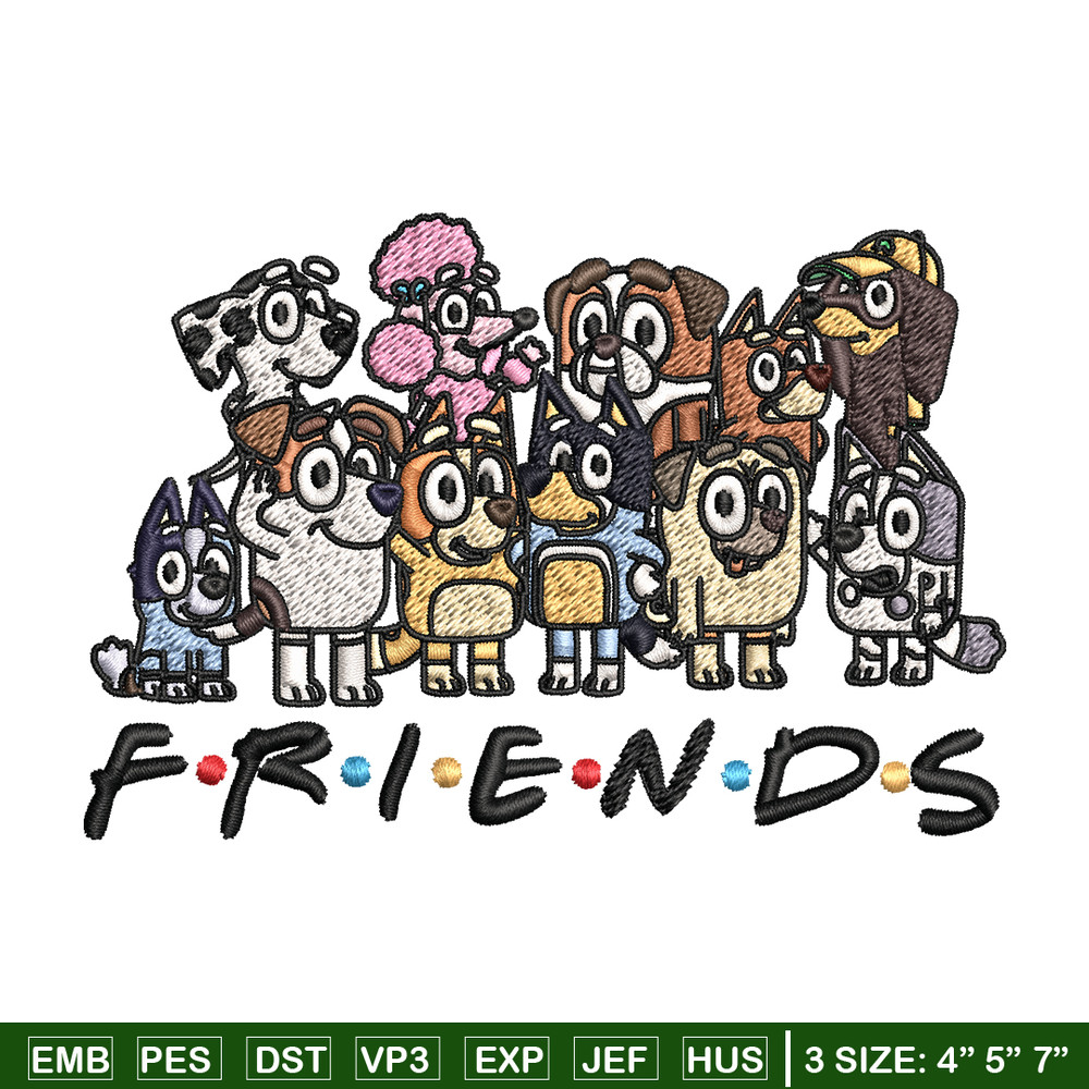 Bluey Friends Embroidery, Bluey cartoon Embroidery, Embroidery File, cartoon design, cartoon shirt, Digital download..jpg