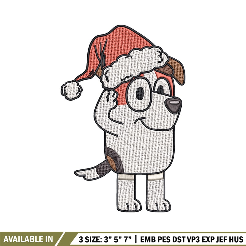 Bluey chrismas hat Embroidery Design, Bluey Embroidery, Embroidery File, Brand Embroidery, Logo shirt, Digital download.jpg