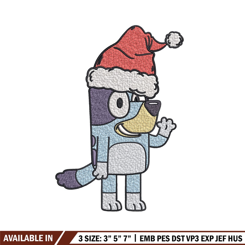 Bluey hat chrismas Embroidery Design, Bluey Embroidery, Embroidery File, Brand Embroidery, Logo shirt, Digital download.jpg