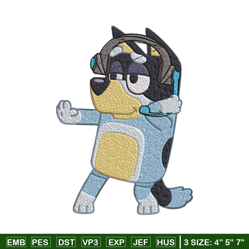 Bluey headphones Embroidery, Bluey headphones Embroidery, Embroidery File, cartoon design, logo shirt, Digital download.jpg