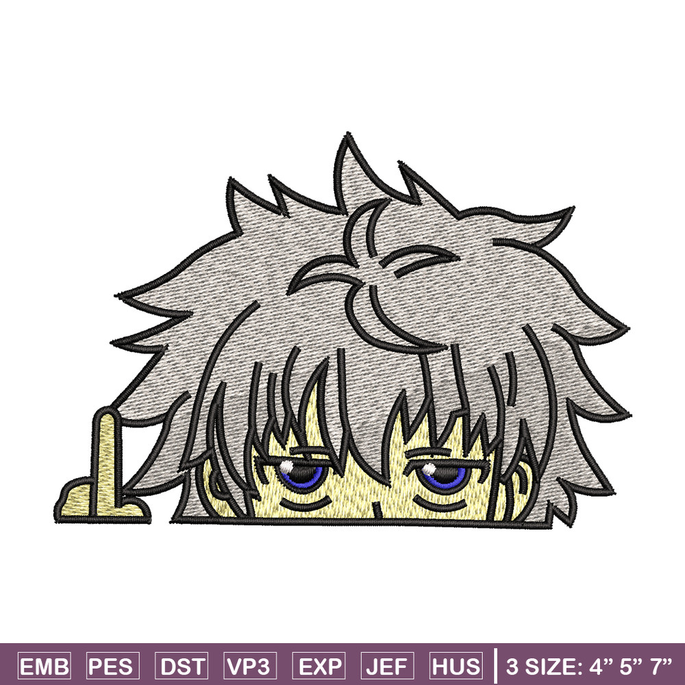 Killua bored embroidery design, hunter x hunter embroidery, embroidery file, logo design, logo shirt, Digital download..jpg
