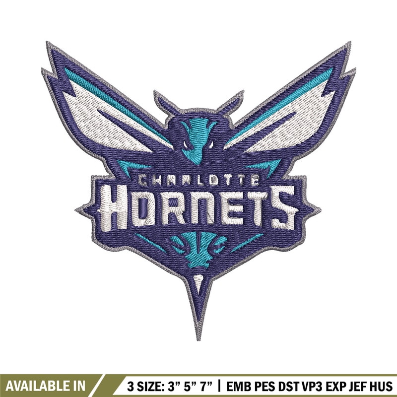 Charlotte Hornets Embroidery Design, Logo Embroidery, NBA Embroidery, Embroidery File, Logo shirt,Digital download.jpg