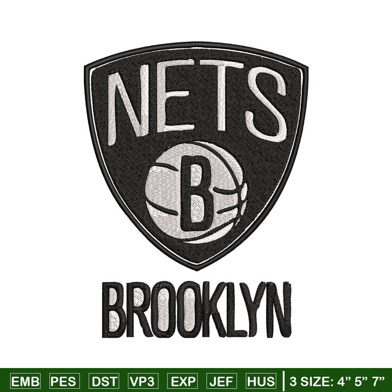 Brooklyn Nets Embroidery Design, Logo Embroidery, NBA Embroidery, Embroidery File, Logo shirt, Digital download.jpg