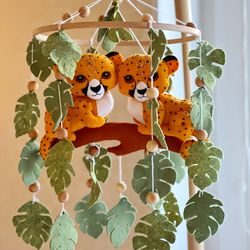 Baby mobile leopards jungle decor nursery hanging baby shower gift