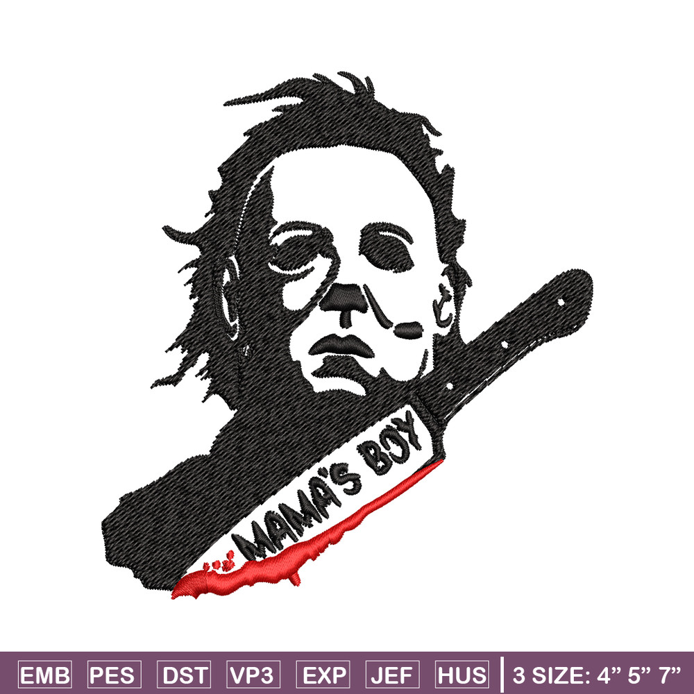 Mama's Boy Embroidery design, Michael Myers Embroidery, Embroidery File, Halloween design, Digital download..jpg