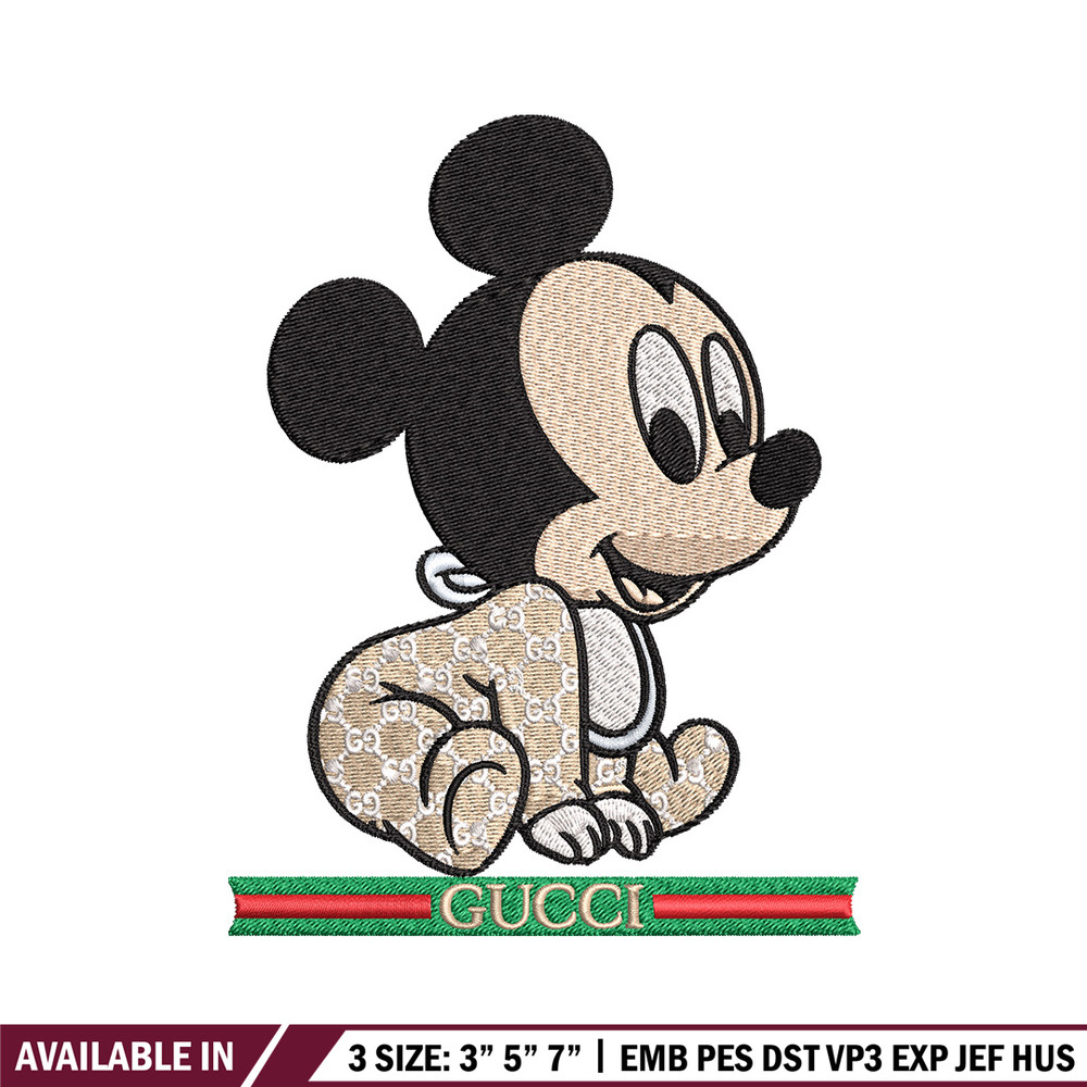Mickey baby gucci Embroidery Design,Gucci Embroidery, Embroidery File, Logo shirt, Sport Embroidery, Digital download.jpg