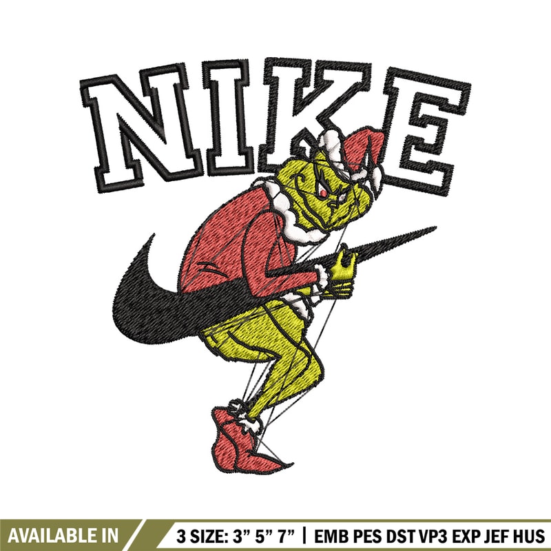 Nike grinch Embroidery Design, Chrismas Embroidery, Nike Embroidery, Embroidery File, Logo shirt, Digital download.jpg