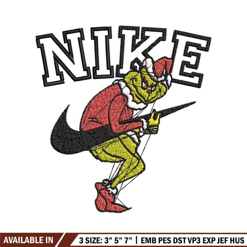 Nike grinch Embroidery Design, Chrismas Embroidery, Nike Embroidery, Embroidery File, Logo shirt, Digital download.jpg