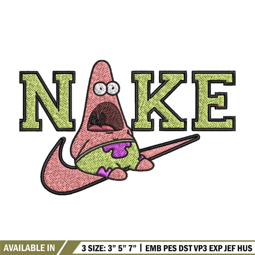 Nike patrick cute Embroidery Design, Spongebob Embroidery, Nike Embroidery, Embroidery File, Logo shirt,Digital download.jpg