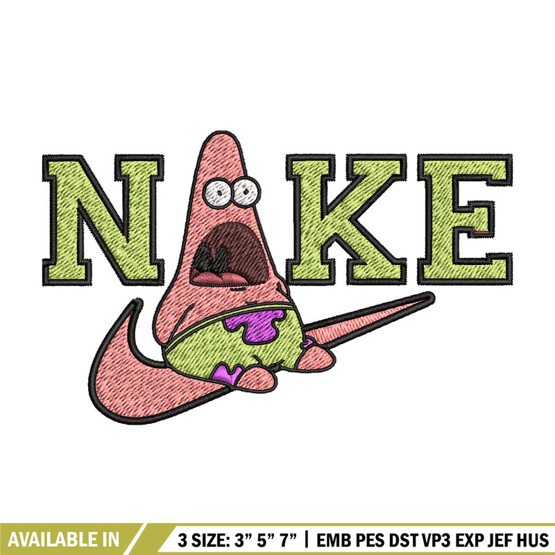 Nike patrick cute Embroidery Design, Spongebob Embroidery, Nike Embroidery, Embroidery File, Logo shirt,Digital download.jpg