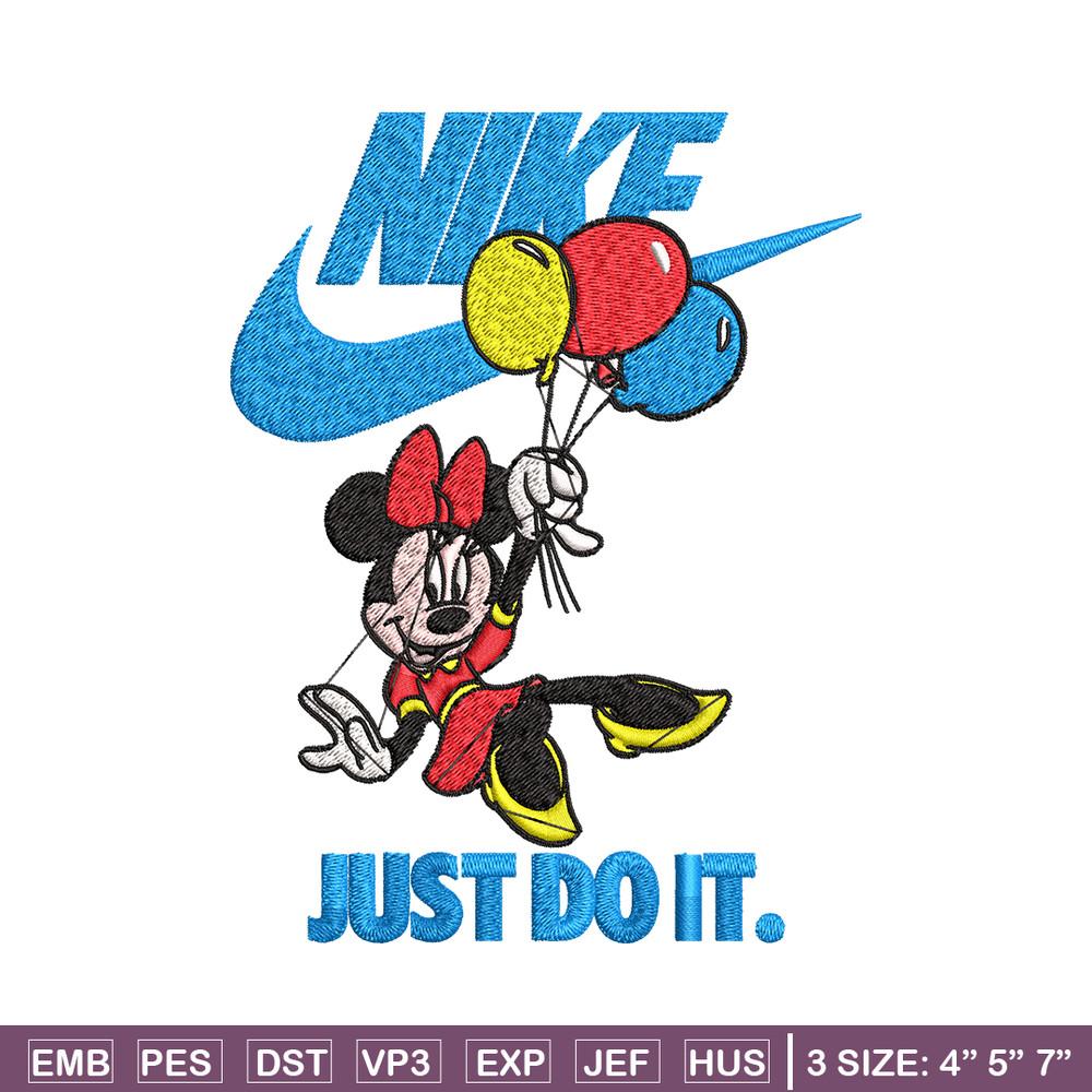 Minnie Mouse holding balloon Nike Embroidery design, Disney Embroidery, Nike design, Embroidery file, Instant download..jpg
