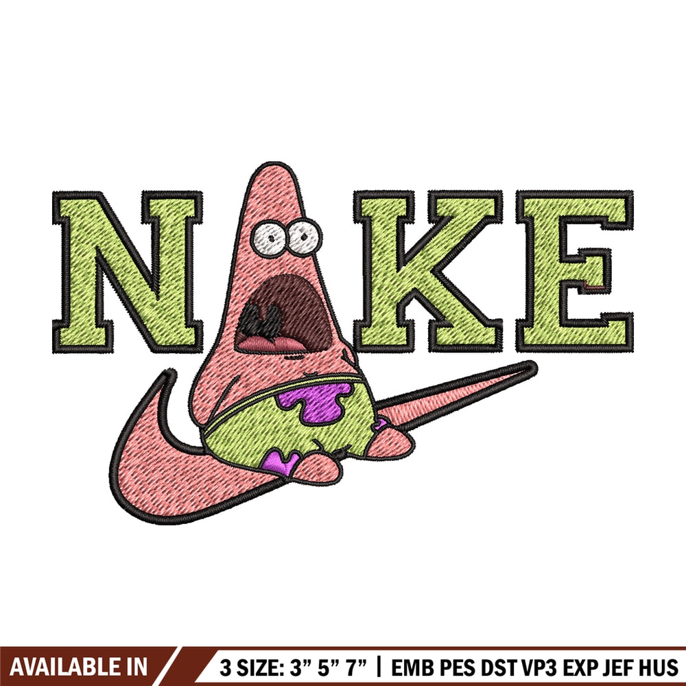 Nike patrick cute Embroidery Design, Spongebob Embroidery, Nike Embroidery, Embroidery File, Logo shirt,Digital download.jpg
