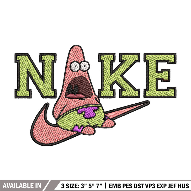 Nike patrick cute Embroidery Design, Spongebob Embroidery, Nike Embroidery, Embroidery File, Logo shirt,Digital download.jpg