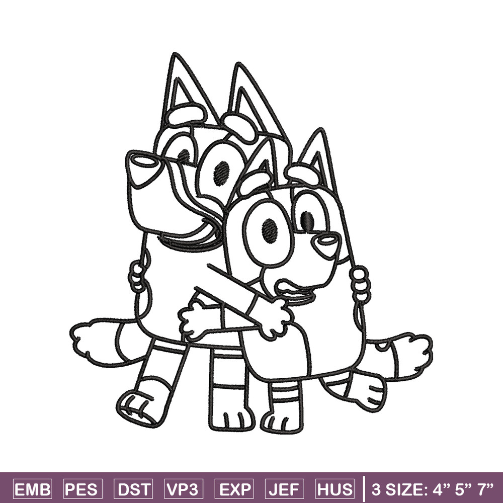 Mom and Dad Bluey Coloring Pages Embroidery, Bluey Embroidery, Embroidery File, cartoon design, Digital download..jpg