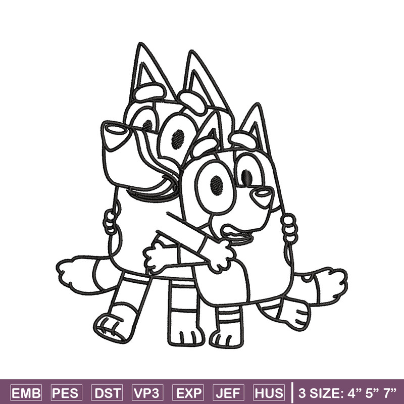 Mom and Dad Bluey Coloring Pages Embroidery, Bluey Embroidery, Embroidery File, cartoon design, Digital download..jpg