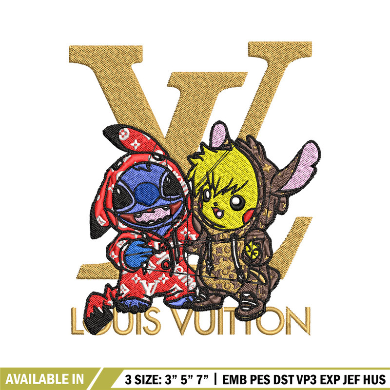 Pikachu x stitch lv Embroidery Design, LV Embroidery, Embroidery File, Logo shirt, Sport Embroidery, Digital download.jpg