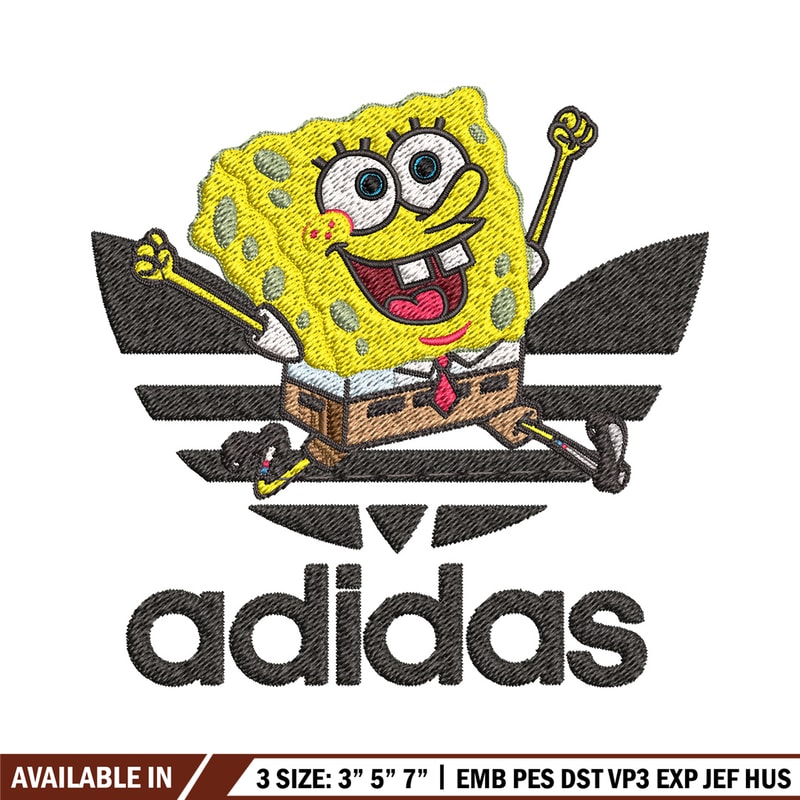 Spongebob adidas Embroidery Design, Adidas Embroidery, Embroidery File, Brand Embroidery, Logo shirt, Digital download.jpg