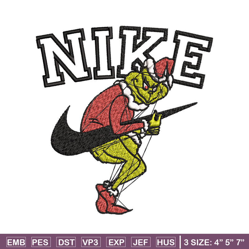 Nike grinch Embroidery Design, Chrismas Embroidery, Nike Embroidery, Embroidery File, Logo shirt, Digital download.jpg