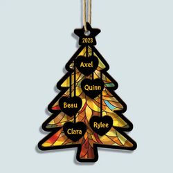 Christmas Tree 2023 - Personalized Suncatcher Ornament: Custom Layer Mix - Perfect Family Gift