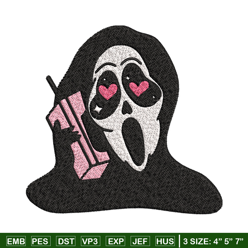 Ghost Face Call Me Embroidery design, Ghost Face Embroidery, Embroidery File, Horror design, Digital download..jpg
