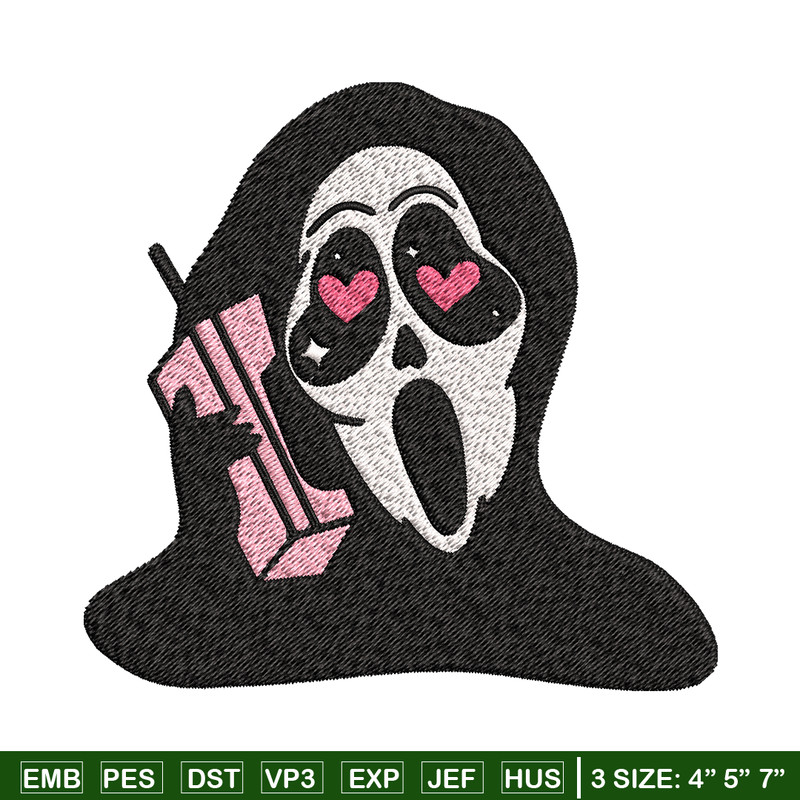 Ghost Face Call Me Embroidery design, Ghost Face Embroidery, Embroidery File, Horror design, Digital download..jpg