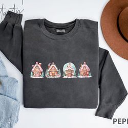 gingerbread sweatshirt, gingerbread house sweatshirt, cute christmas sweater, christmas sweatshirt for her, gingerbread