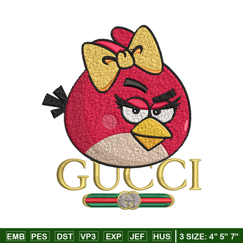 Girl Bird gucci Embroidery design, Angry Birds Embroidery, cartoon design, Embroidery File, logo shirt, Instant download.jpg