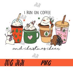 i run on coffee and christmas cheer png, christmas coffee png