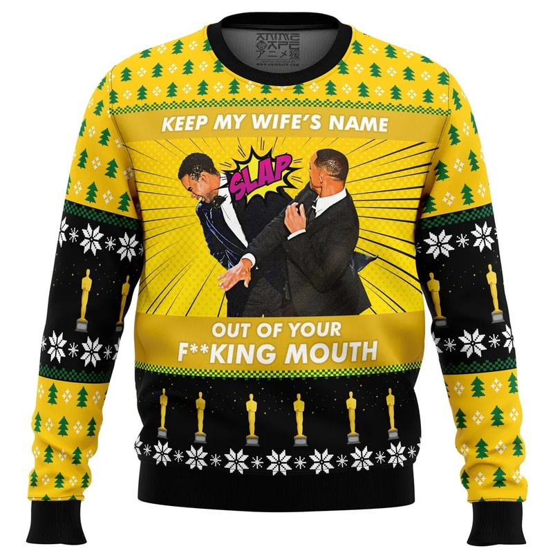 Will Smith Slaps Chris Rock Meme All Over Print Hoodie 3D Zip Hoodie 3D Ugly Christmas Sweater 3D Fleece Hoodie