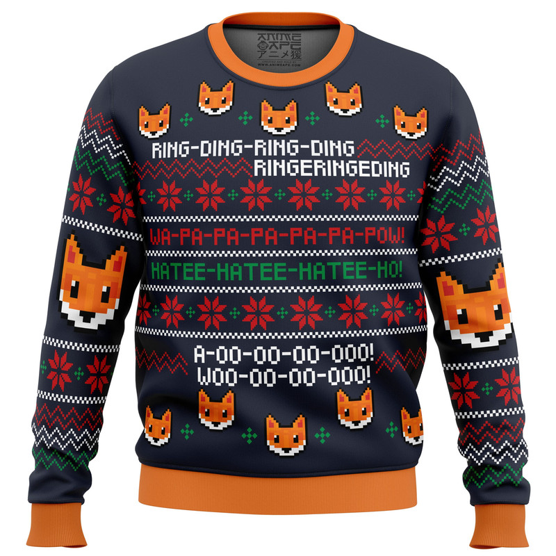 What does the Fox say All Over Print Hoodie 3D Zip Hoodie 3D Ugly Christmas Sweater 3D Fleece Hoodie