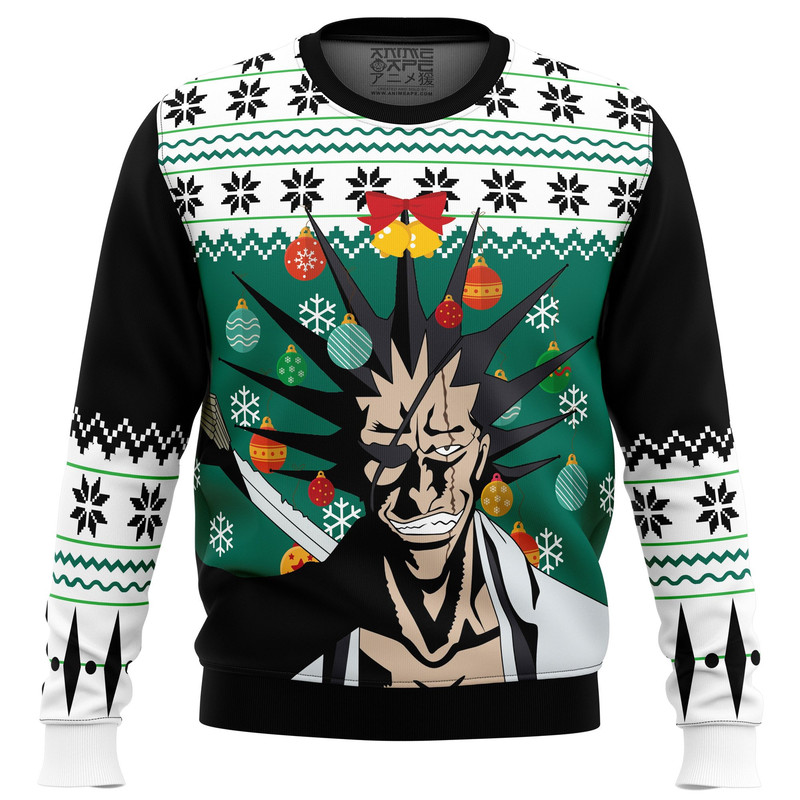 Kenpachi Zaraki Bleach All Over Print Hoodie 3D Zip Hoodie 3D Ugly Christmas Sweater 3D Fleece Hoodie