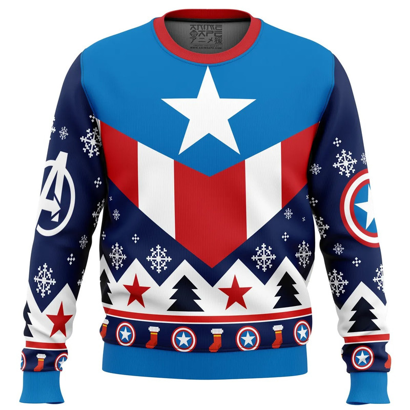 Captain America All Over Print Hoodie 3D Zip Hoodie 3D Ugly Christmas Sweater 3D Fleece Hoodie
