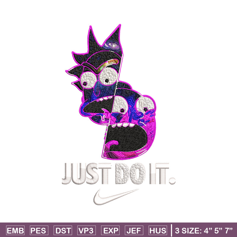 Rick and Morty x Just Rick It Embroidery design, Cartoon Embroidery, Logo Nike design, Embroidery file, Instant download.jpg