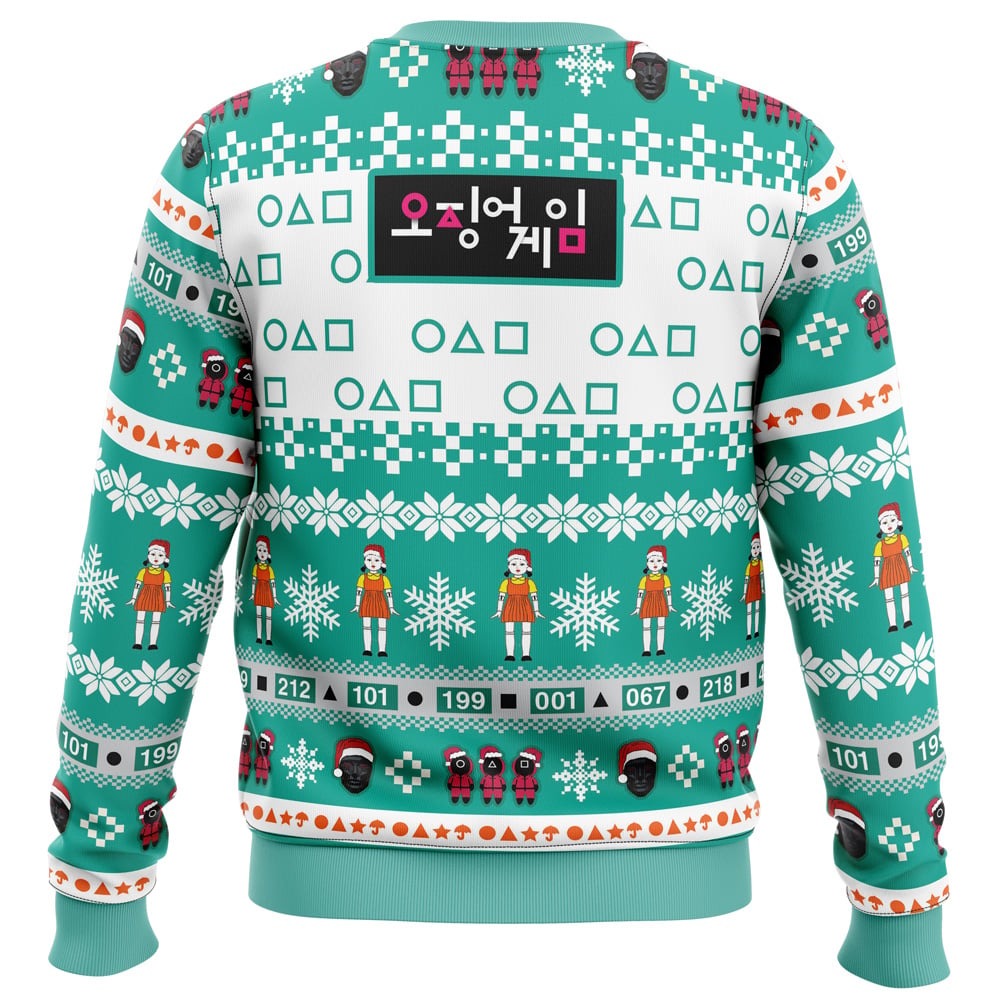 Merry Squidmas Squid Game All Over Print Hoodie 3D Zip Hoodie 3D Ugly Christmas Sweater 3D Fleece Hoodie