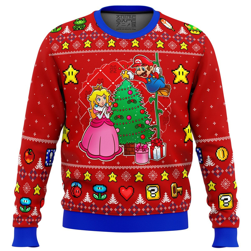Come and See the Christmas Tree Super Mario Hoodie 3D Zip Hoodie 3D Ugly Christmas Sweater 3D Fleece Hoodie