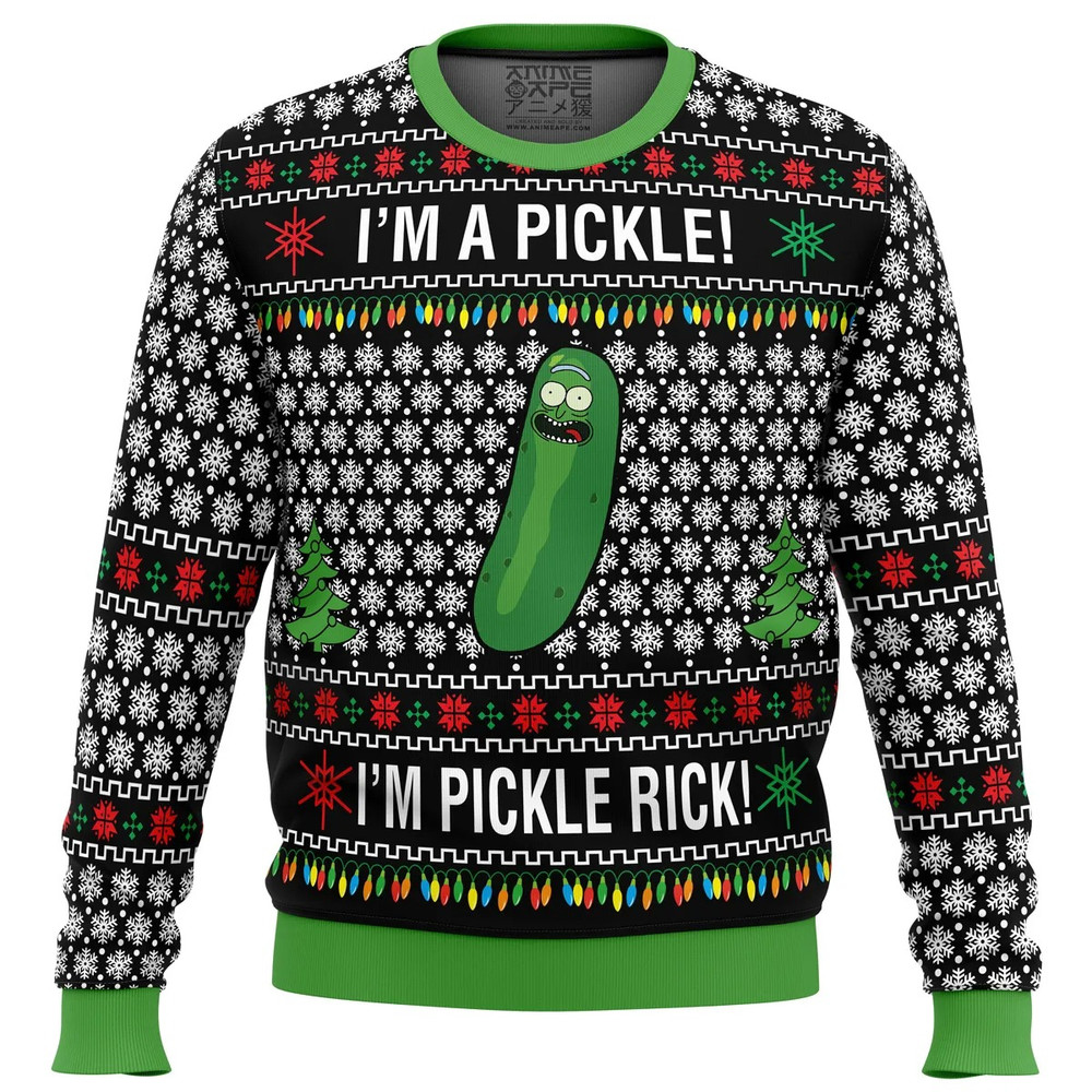 Rick and Morty Pickle Rick All Over Print Hoodie 3D Zip Hoodie 3D Ugly Christmas Sweater 3D Fleece Hoodie