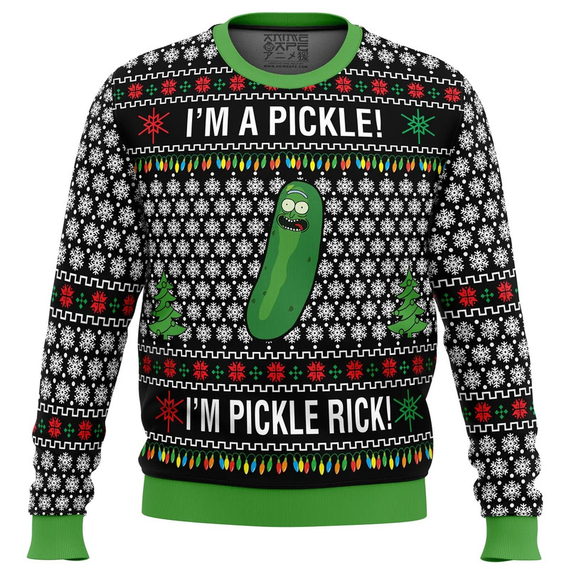 Rick and Morty Pickle Rick All Over Print Hoodie 3D Zip Hoodie 3D Ugly Christmas Sweater 3D Fleece Hoodie