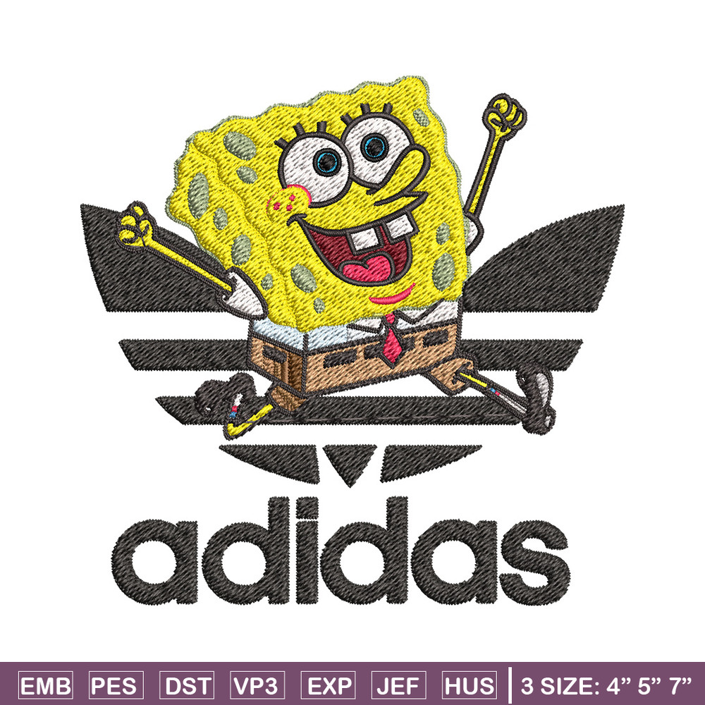Spongebob adidas Embroidery Design, Adidas Embroidery, Embroidery File, Brand Embroidery, Logo shirt, Digital download.jpg