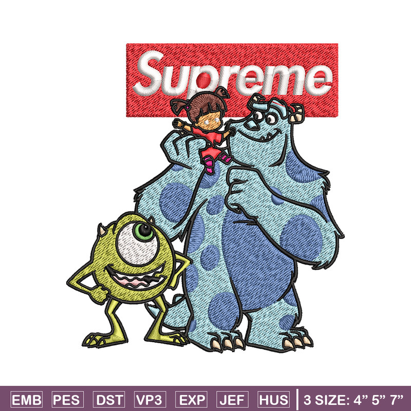 Sulley & Mike Monsters supreme Embroidery design, cartoon Embroidery, cartoon design, Embroidery File, Instant download..jpg