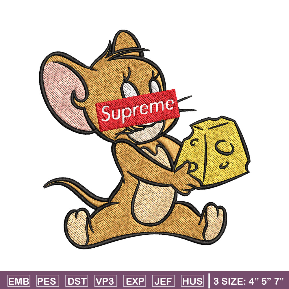 Supreme Cartoon Jerry Embroidery design, Disney cartoon Embroidery, cartoon design, Embroidery File, Digital download.jpg