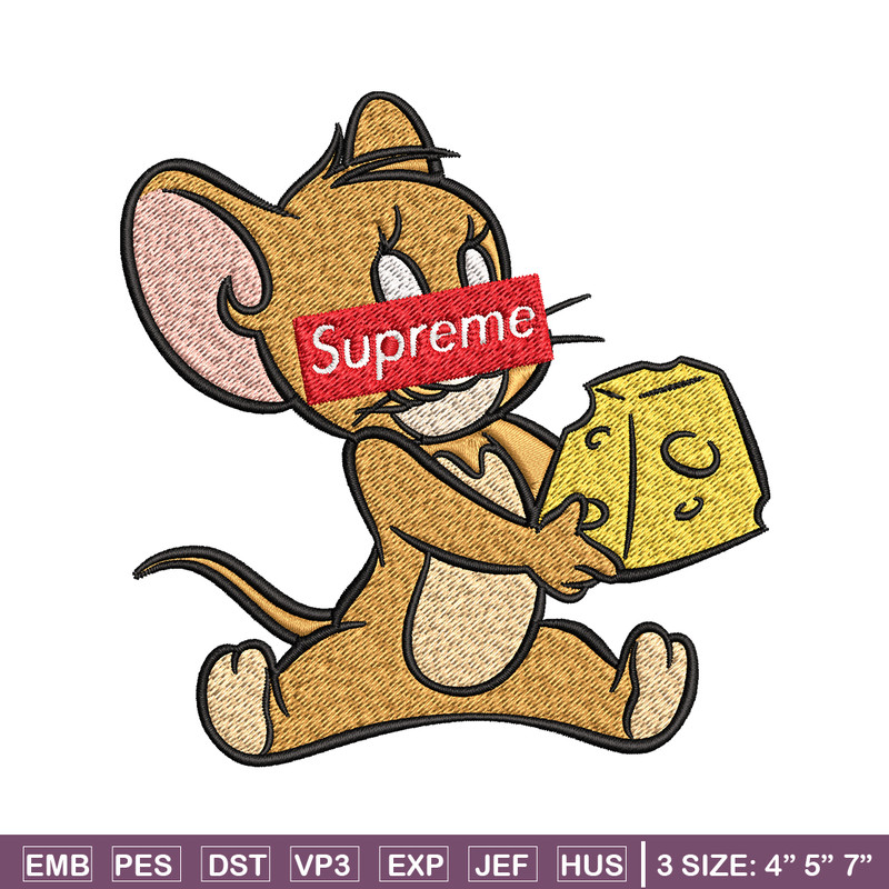 Supreme Cartoon Jerry Embroidery design, Disney cartoon Embroidery, cartoon design, Embroidery File, Digital download.jpg