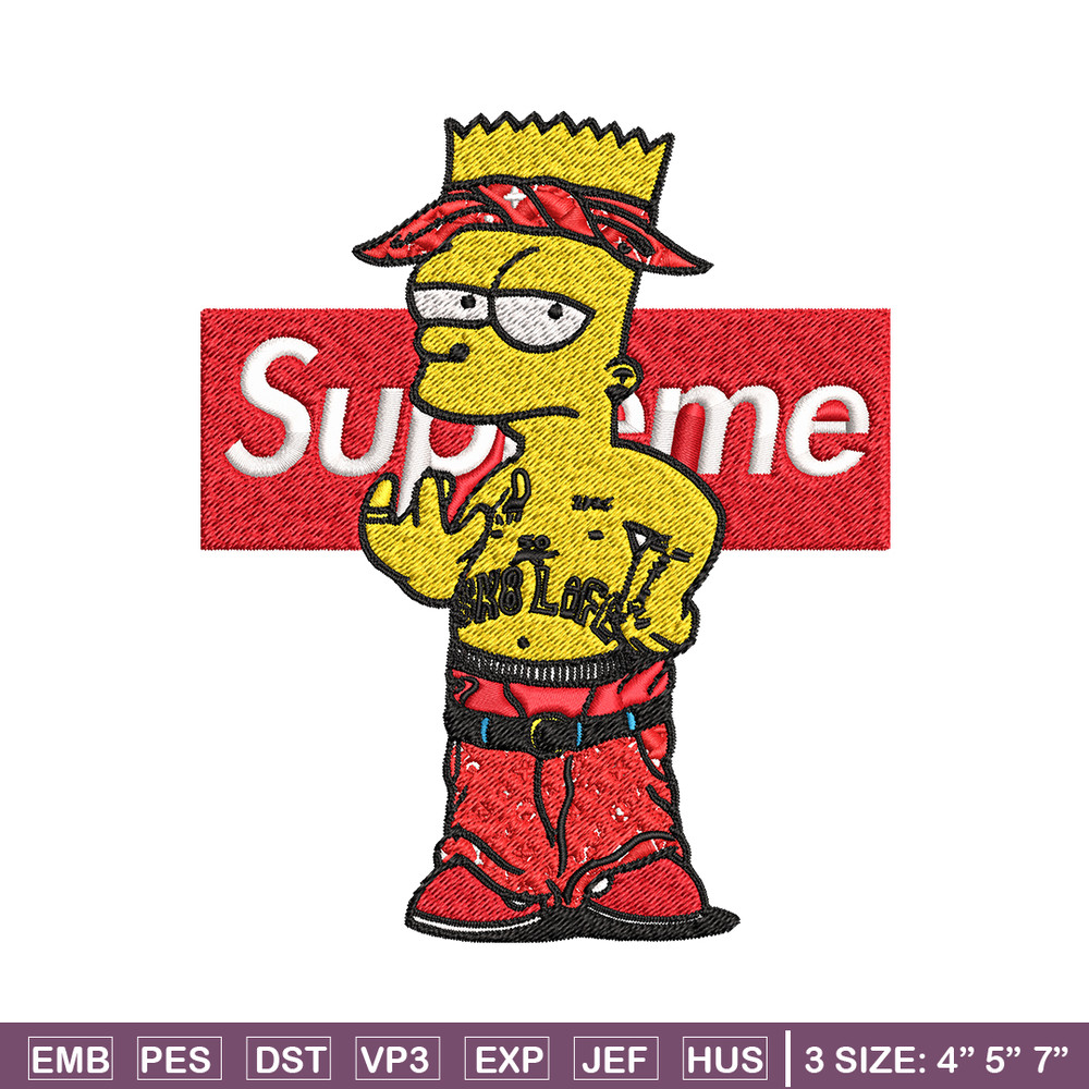 Supreme Simpson Embroidery design, Simpson Embroidery, cartoon design, Embroidery File, cartoon shirt, Digital download..jpg